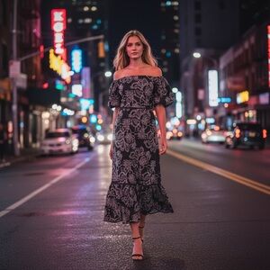 SHOSHANNA $695 Brigitte Off Shoulder Dress NWT